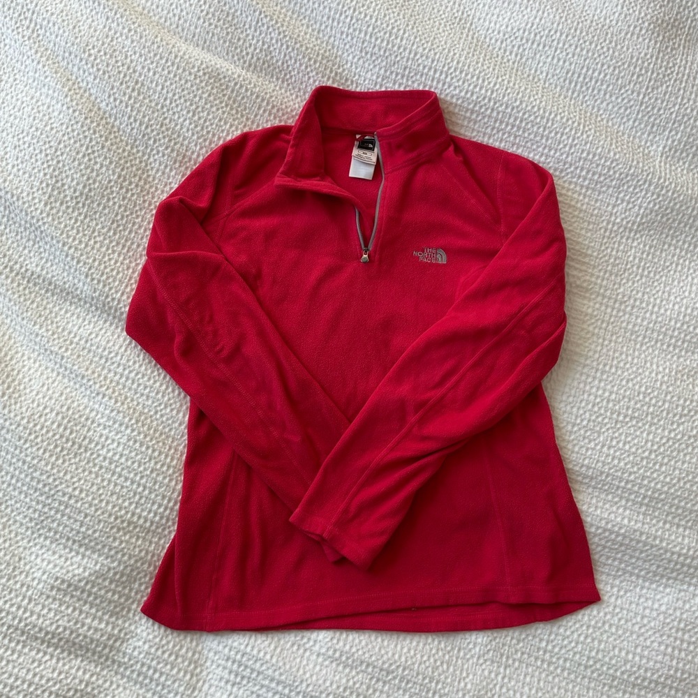 North Face Pink Half Zip Fleece Sweatshirt, Size M